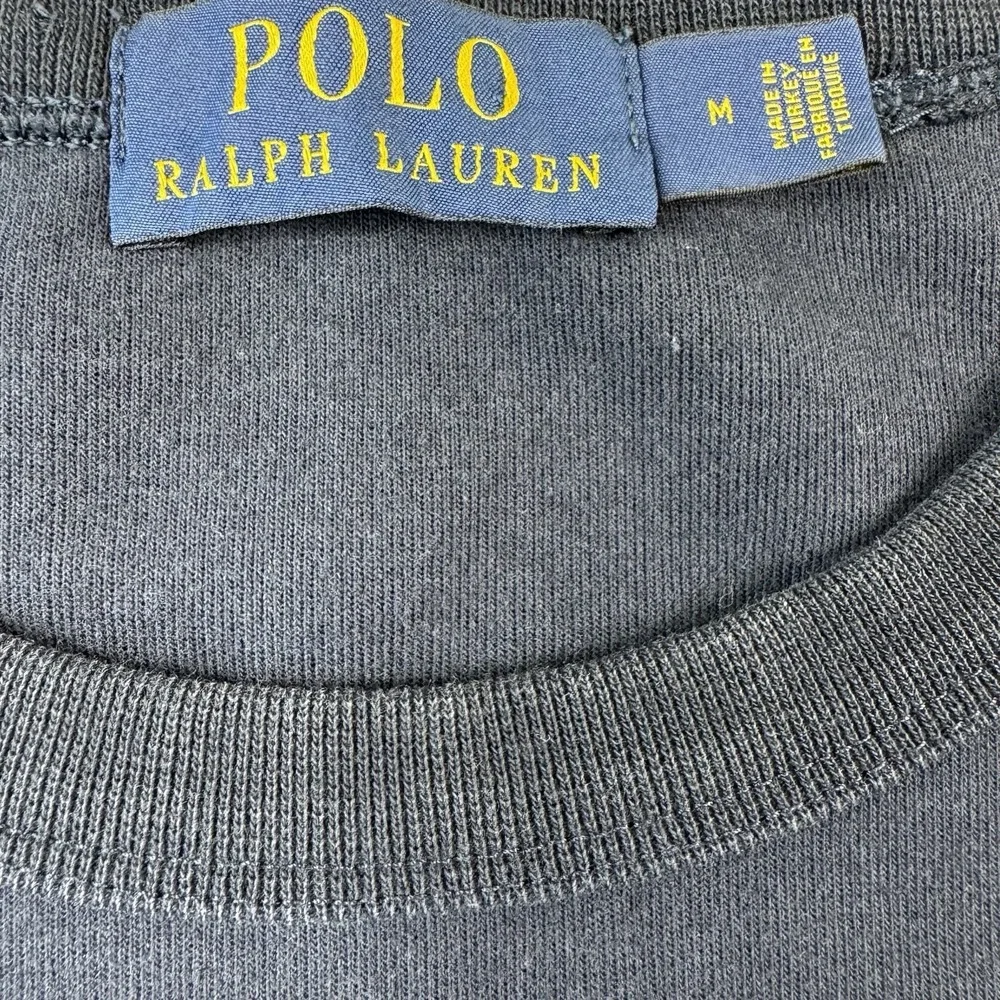 Polo Ralph Lauren Blue White Graphic Cotton Blend Spellout Crewneck Sweater SZ M